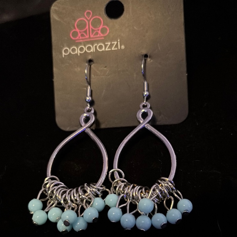 Paparazzi Silver and Blue Teardrop Earrings “Broadway Babe” (Blue)